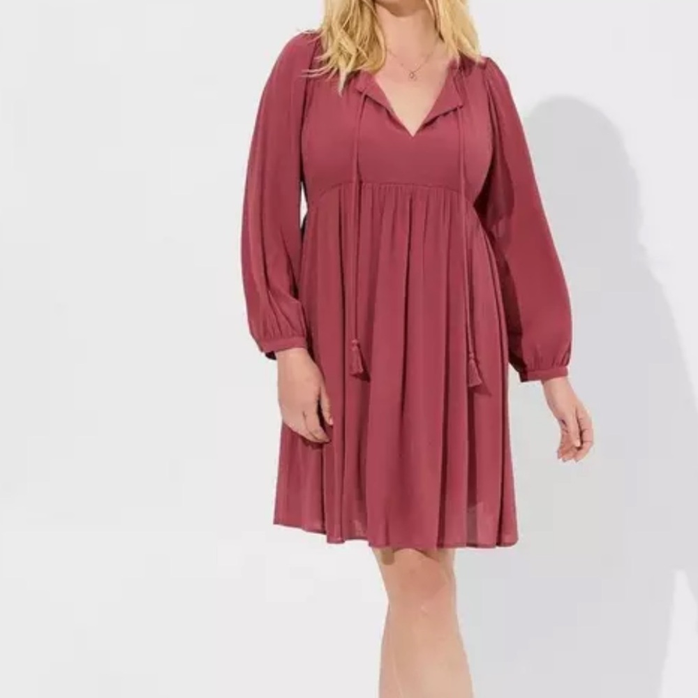TORRID Mini Washable Gauze Fit And Flare Dress in Maroon 2X EUC